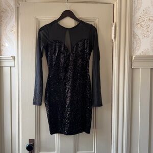 Black Velvet & Mesh Party Dress with Multi-Colored Sparkles